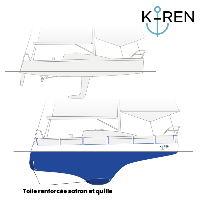 Cubierta K-REN Protect -  un barco de quilla de timón único (18', Single rudder, rudder under the hull)